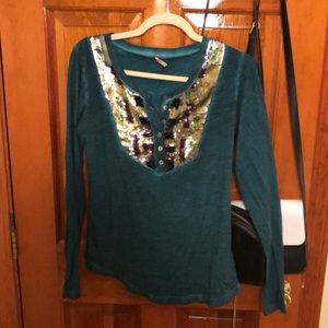 Free People Sequin Henley